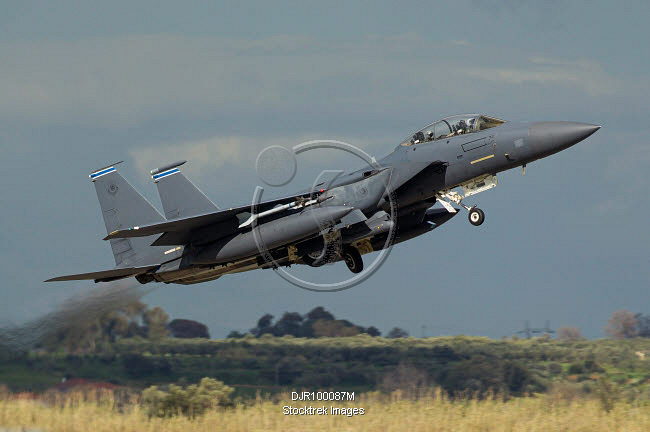 A U S Air Force F 15E Strike Eagle Takes Off From Andravida Greece