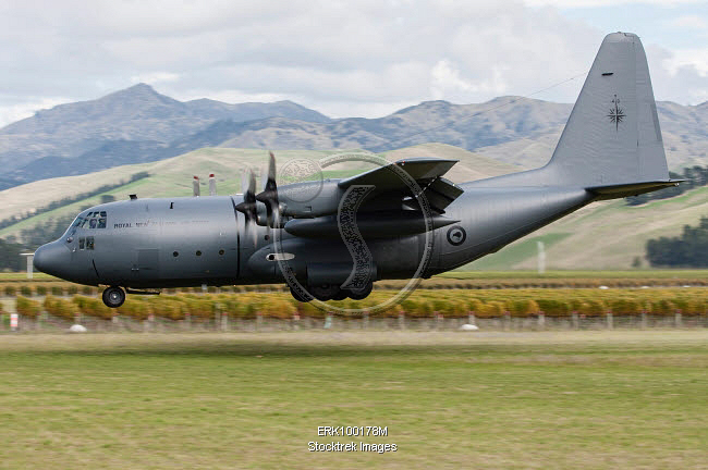 A Royal New Zealand Air Force C 130H Aircraft Lands At Omaka Airfield