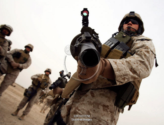 A Marine Holds The M Multiple Shot Grenade Launcher Stocktrek Images