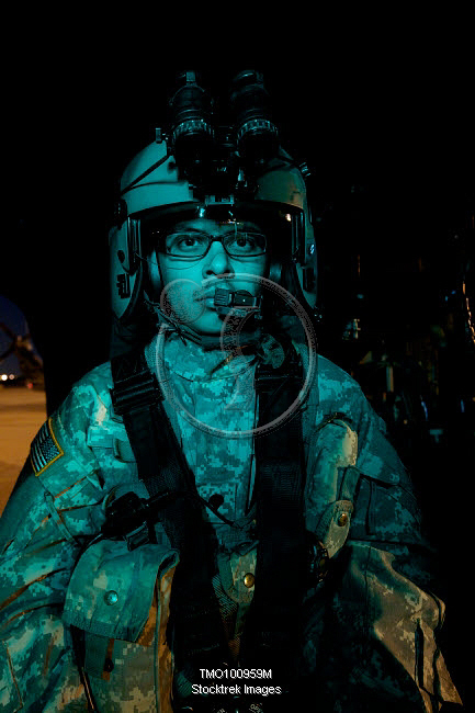 UH 60 Black Hawk Crew Chief In The Cockpit Stocktrek Images